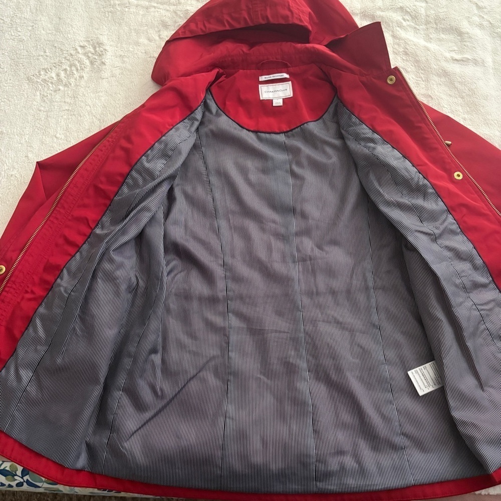 Charter Club Vibrant Red Utility Jacket with Hood - Picture 14 of 14